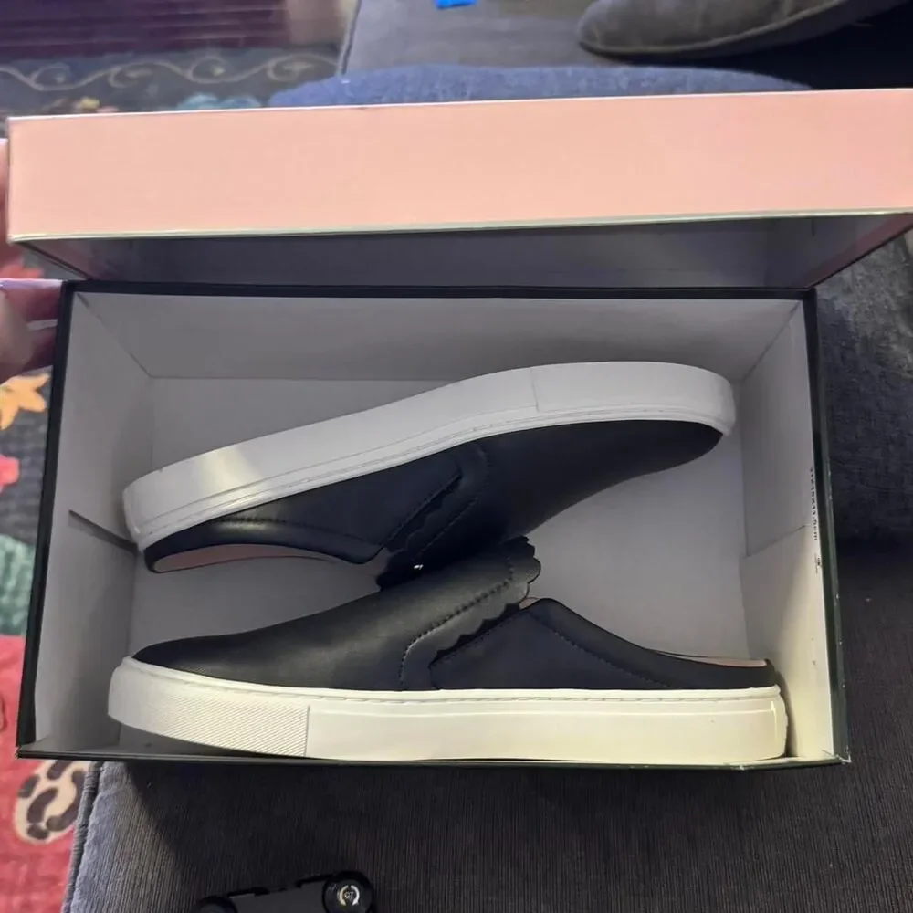 kate spade Navy and Light Pink Slip-On Mules